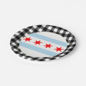 Chicago Plate, Büffel kariert, USA & Chicago Flag Pappteller (Schrägansicht)