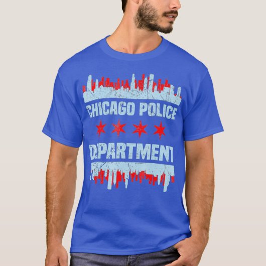 Chicago Police Officer Chicago Flag Skyline T-Shirt (Vorderseite)