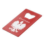 Chicago Polish Eagle Bottle Opener Kreditkartenflaschenöffner (Rückseite Schrägansicht)