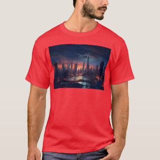 Chicago Postapokalyptische Farbtöne Cyberpunk Neon T-Shirt