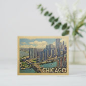 Chicago Postcard Illinois Vintage Travel Postkarte (Stehend Vorderseite)