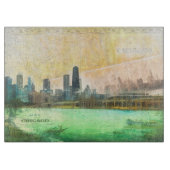Chicago Postcard Map Cutting Board Schneidebrett (Vorderseite)