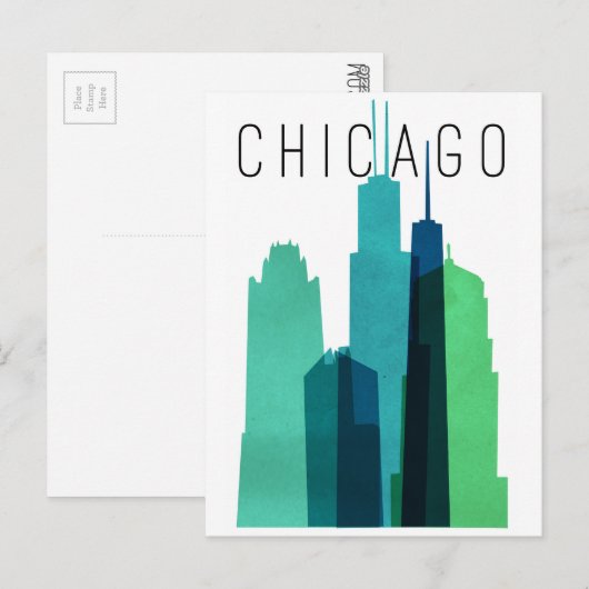 CHICAGO POSTCARD POSTKARTE (Vorne/Hinten)