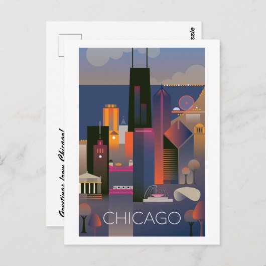 Chicago Postcard Postkarte (Vorne/Hinten)
