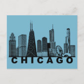 Chicago Postkarte – Silhouette der ikonischen Skyl (Vorderseite)