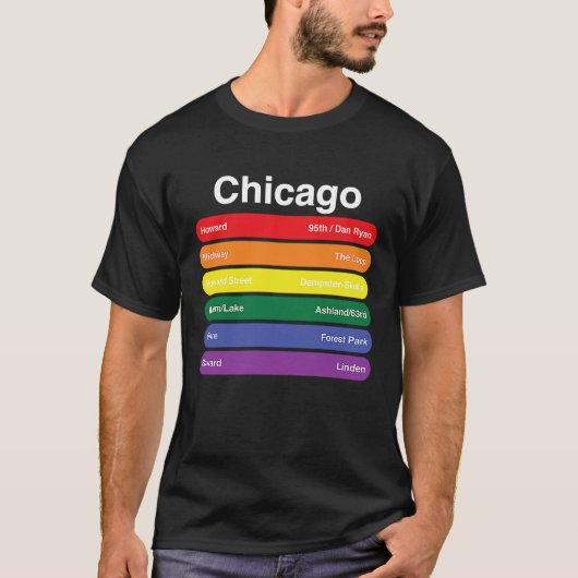 Chicago Pride Rainbow Color Metro Railways T-Shirt (Vorderseite)