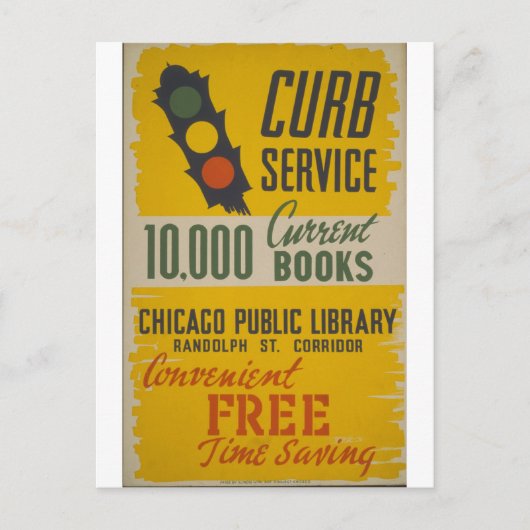 Chicago Public Library Curb Service Poster Postkarte (Vorderseite)