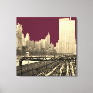 Chicago Rail Yards Eisenbahn Zentrum Foto der 60er Leinwanddruck