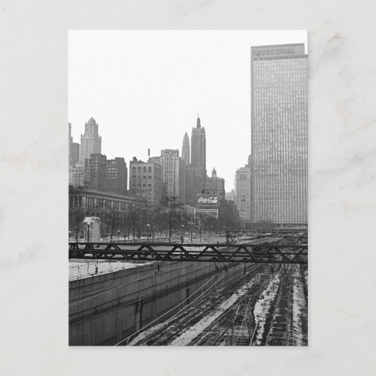 Chicago Rail Yards Michigan Avenue 1960er Foto Postkarte (Vorderseite)