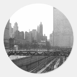 Chicago Rail Yards Michigan Avenue 1960er Foto Runder Aufkleber
