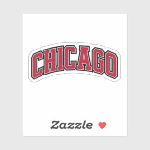Chicago Red Block Varsity Style Text Design Aufkleber