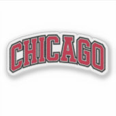 Chicago Red Block Varsity Style Text Design Aufkleber (Vorderseite)
