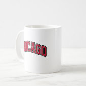 Chicago Red Block Varsity Style Text Design Kaffeetasse (Vorderseite Links)
