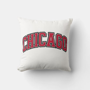 Chicago Red Block Varsity Style Text Design Kissen