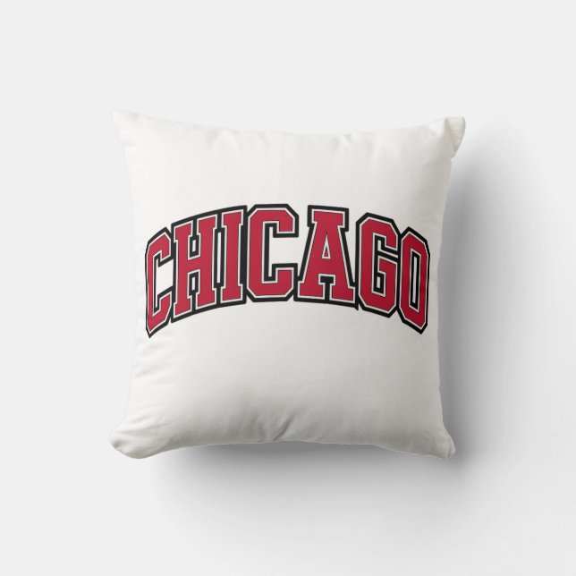 Chicago Red Block Varsity Style Text Design Kissen (Vorderseite)