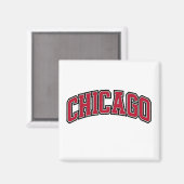 Chicago Red Block Varsity Style Text Design Magnet (Vorderseite/Rückseite)