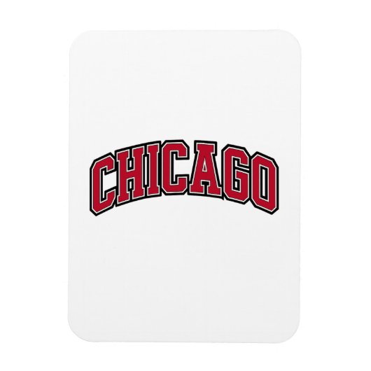 Chicago Red Block Varsity Style Text Design Magnet (Vertikal)