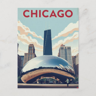 Chicago-Reiseplakat: The Bean und Willis Tower S Postkarte