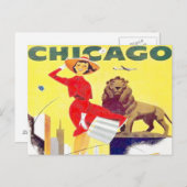 Chicago Reisetourismus Plakat Retro-Flugzeug Postkarte (Vorne/Hinten)