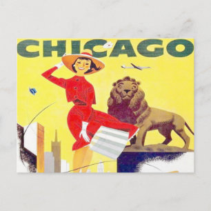 Chicago Reisetourismus Plakat Retro-Flugzeug Postkarte