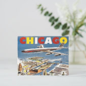 Chicago Reisetourismus Plakat Retro-Flugzeug Postkarte (Stehend Vorderseite)