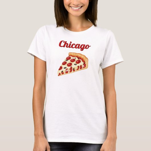 Chicago Retro Deep Dish Pizza T - Shirt (Vorderseite)