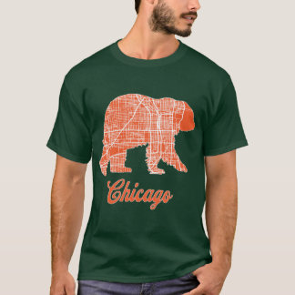 Chicago Retro-Karte Bär-Silhouette T-Shirt