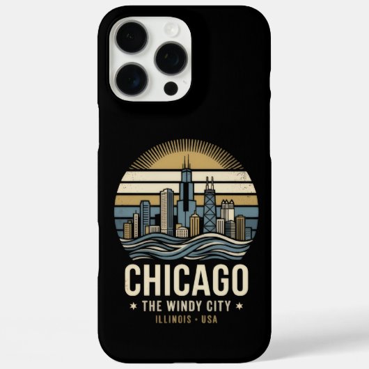 Chicago Retro-Skyline-Reisedesign Case-Mate iPhone Hülle (Rückseite)