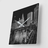 Chicago River 1967 Wrigley Building Sun Times Bldg Quadratische Wanduhr (Winkel)