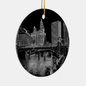Chicago River 1967 Wrigley Gebäude Sun Times Bldg Keramik Ornament (Rechts)