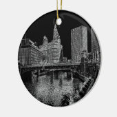 Chicago River 1967 Wrigley Gebäude Sun Times Bldg Keramik Ornament (Links)