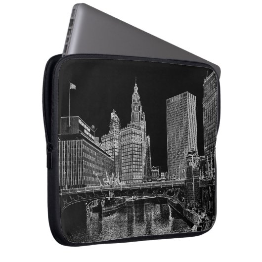 Chicago River 1967 Wrigley Gebäude Sun Times Bldg Laptopschutzhülle (Vorne Rechts)