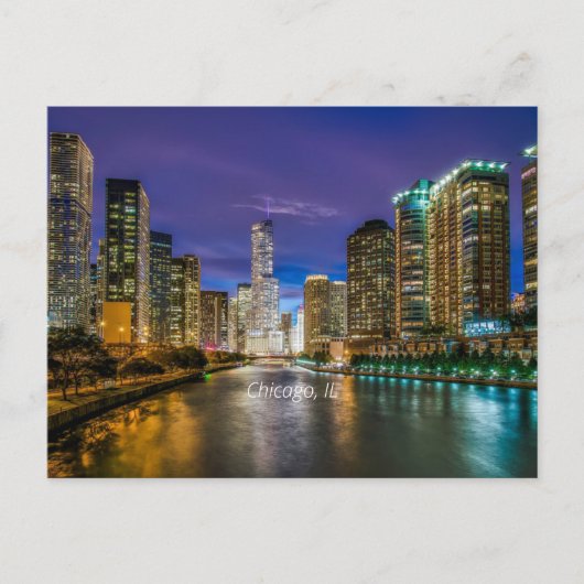 Chicago River at Sunset, mit einem Aufdruck verseh Postkarte (Vorderseite)