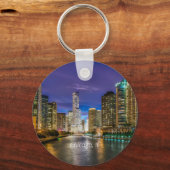 Chicago River at Sunset, mit einem Aufdruck verseh Schlüsselanhänger (Vorderseite)
