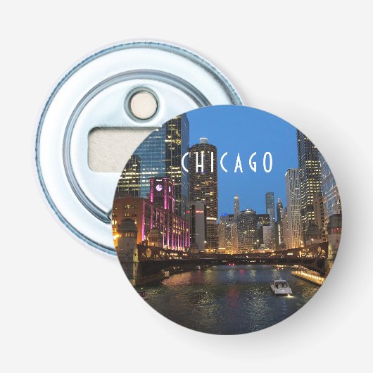 Chicago River bei Nacht Flaschenöffner (Vorderseite)