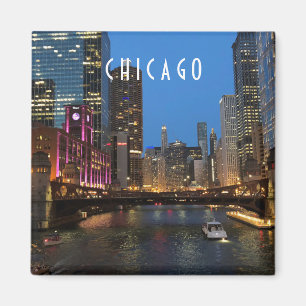 Chicago River bei Nacht Magnet