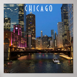 Chicago River bei Nacht Poster