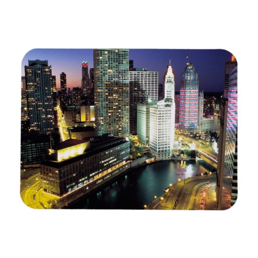 Chicago River bei Night Premium Flex Magnet (Horizontal)