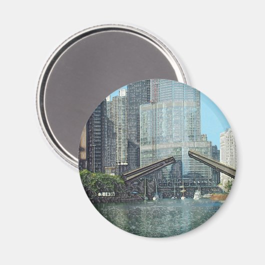 Chicago River Columbus Drive Bootszene Magnet (Vorderseite/Rückseite)