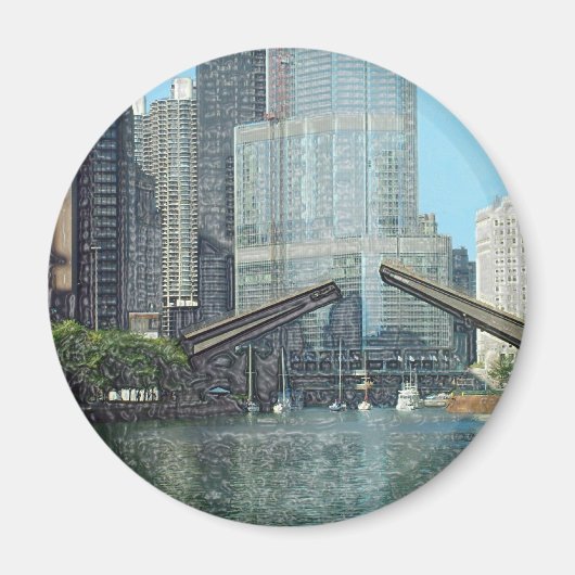 Chicago River Columbus Drive Bootszene Magnet (Vorne)