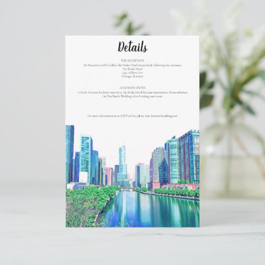 Chicago River Details Card Einladung (Stehend Vorderseite)