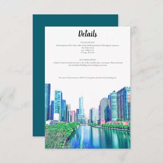 Chicago River Details Card Einladung (Vorne/Hinten)