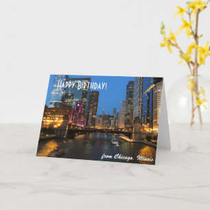 Chicago River Happy Birthday Card Karte