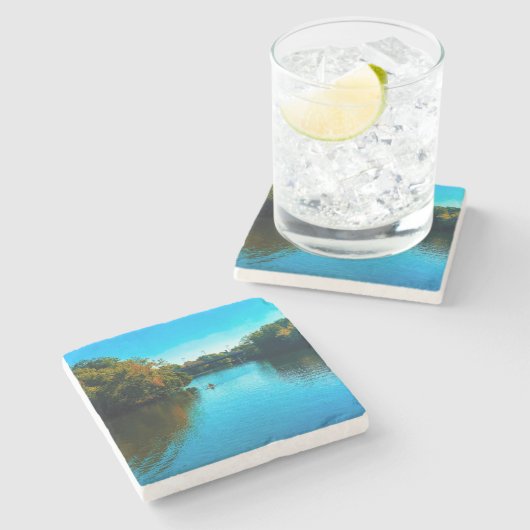 Chicago River im Herbst Steinuntersetzer (Seitenansicht)