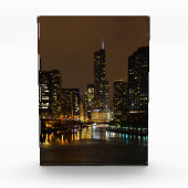 Chicago River Night Storm Fotoblock (Vorderseite)