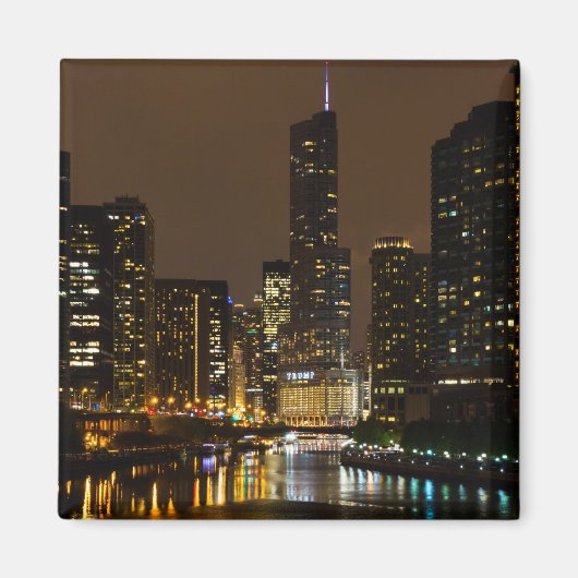 Chicago River Night Storm Magnet (Vorne)