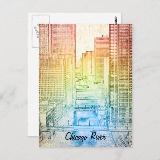 Chicago River Postkarte (Vorne/Hinten)