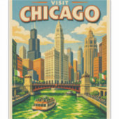Chicago River Saint Patricks day postcard Aufkleber (Vorderseite)