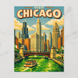 Chicago River Saint Patricks day postcard Einladungspostkarte