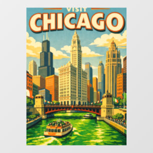 Chicago River Saint Patricks day Postkarte Fensteraufkleber
